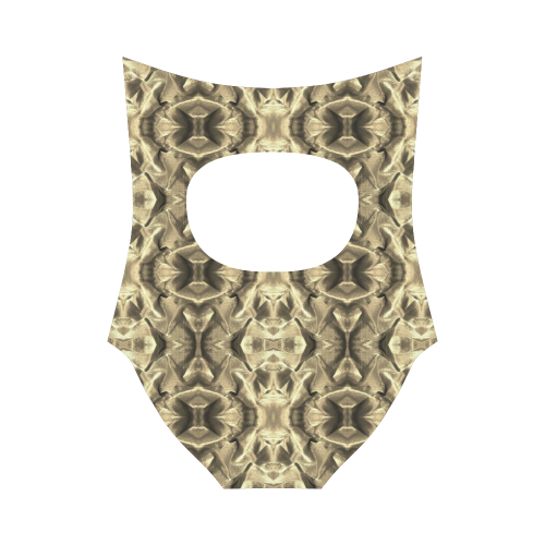 Gold Fabric Pattern Design Strap Swimsuit ( Model S05)