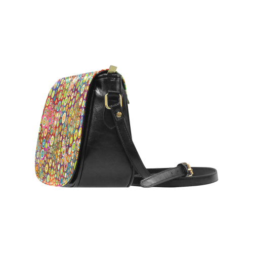 Multicolored RETRO POLKA DOTS pattern Classic Saddle Bag/Large (Model 1648)