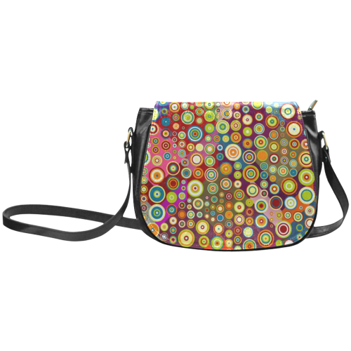 Multicolored RETRO POLKA DOTS pattern Classic Saddle Bag/Small (Model 1648)