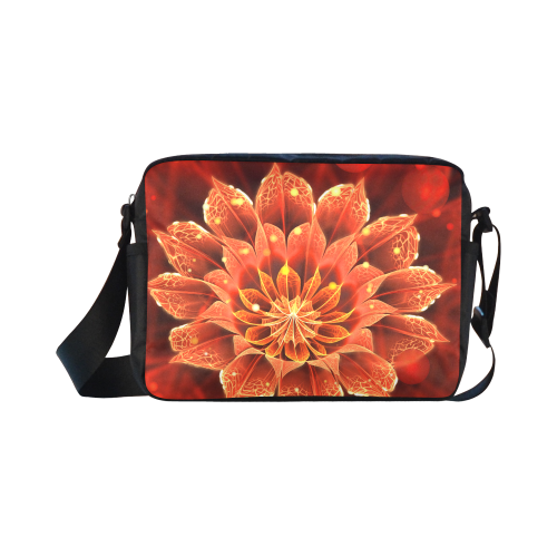 Sm Crossbody Bag - Red Dahlia Fractal Flower with Beautiful Bokeh Classic Cross-body Nylon Bags (Model 1632)