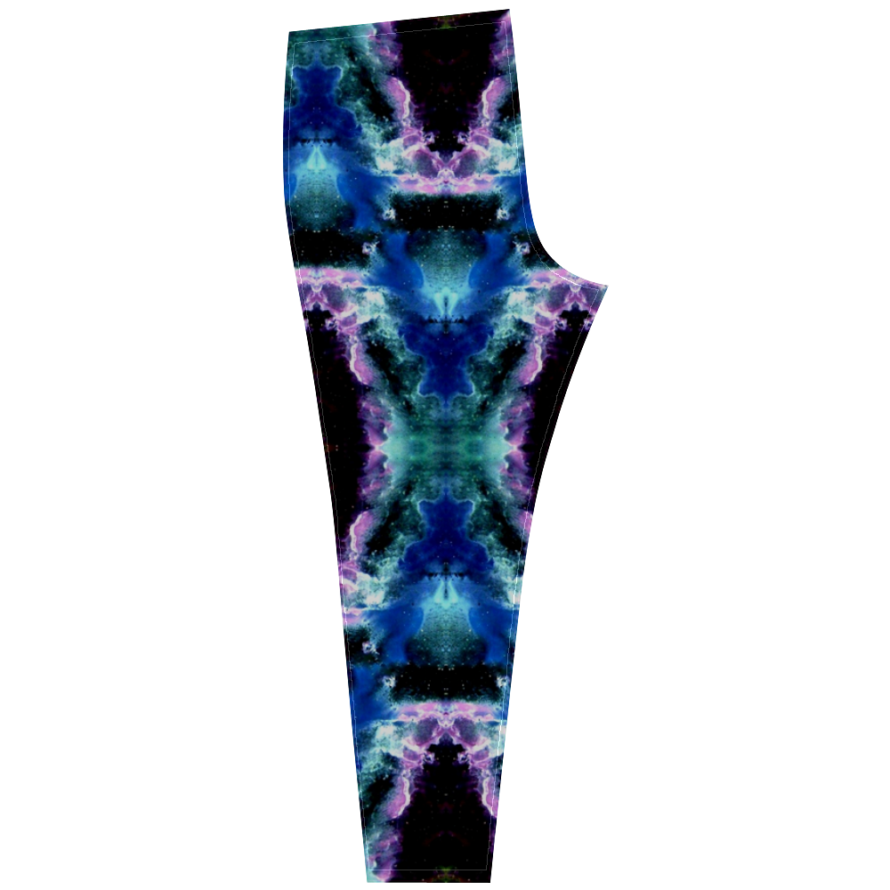 Blue, Light Blue, Metallic Diamond Pattern Cassandra Women's Leggings (Model L01)