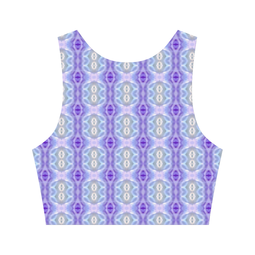 Light Blue Purple White Girly Pattern Women's Crop Top (Model T42)