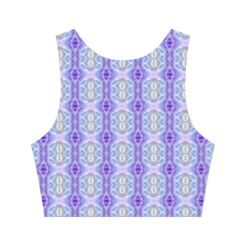Light Blue Purple White Girly Pattern Women's Crop Top (Model T42)