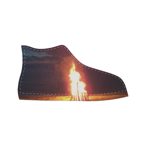 Beach Bonfire Blazing Women's Classic High Top Canvas Shoes (Model 017)