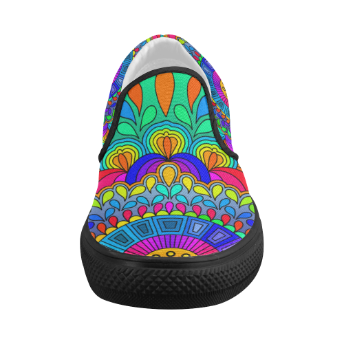 Rainbow Mandala Tangle by ArtformDesigns Women's Slip-on Canvas Shoes (Model 019)