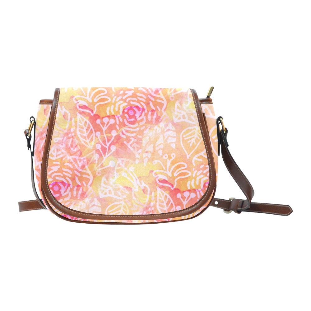 Sunny Floral Watercolor Saddle Bag/Small (Model 1649) Full Customization