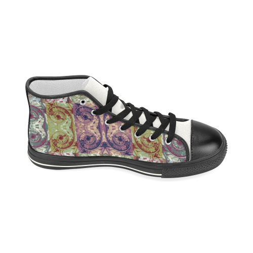 Snails Spirals Mosaic Grunge Pattern Women's Classic High Top Canvas Shoes (Model 017)