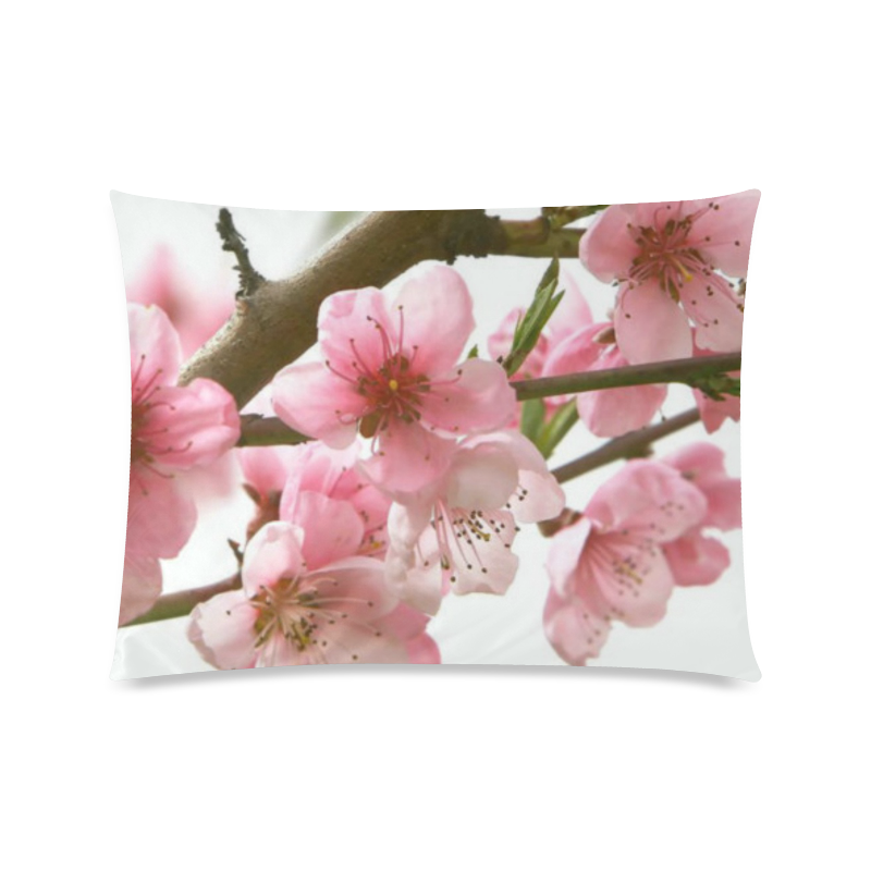 Pink Blossom Flowers Custom Picture Pillow Case 20"x26" (one side)