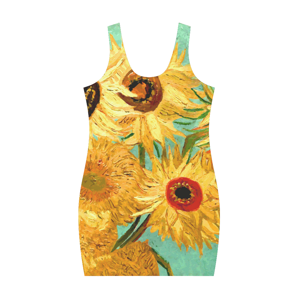 Van Gogh Sunflowers Floral Medea Vest Dress (Model D06) ID D602109