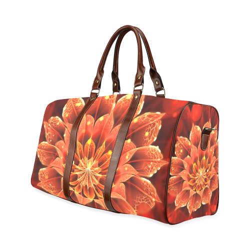 Sm Waterproof Travel Bag - Red Dahlia Fractal Flower with Beautiful Bokeh Waterproof Travel Bag/Small (Model 1639)
