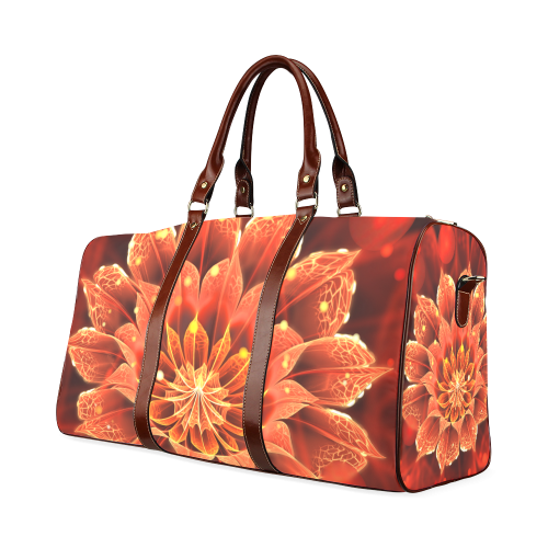 Waterproof Travel Bag - Red Dahlia Fractal Flower with Beautiful Bokeh Waterproof Travel Bag/Large (Model 1639)