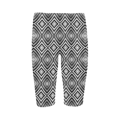 black and white diamond pattern Hestia Cropped Leggings (Model L03)