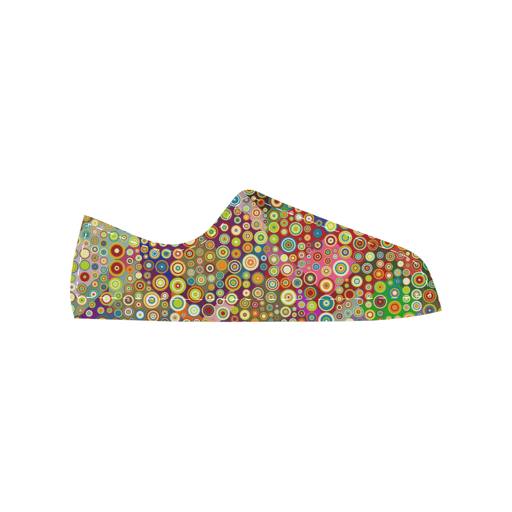 Multicolored RETRO POLKA DOTS pattern Women's Classic Canvas Shoes (Model 018)