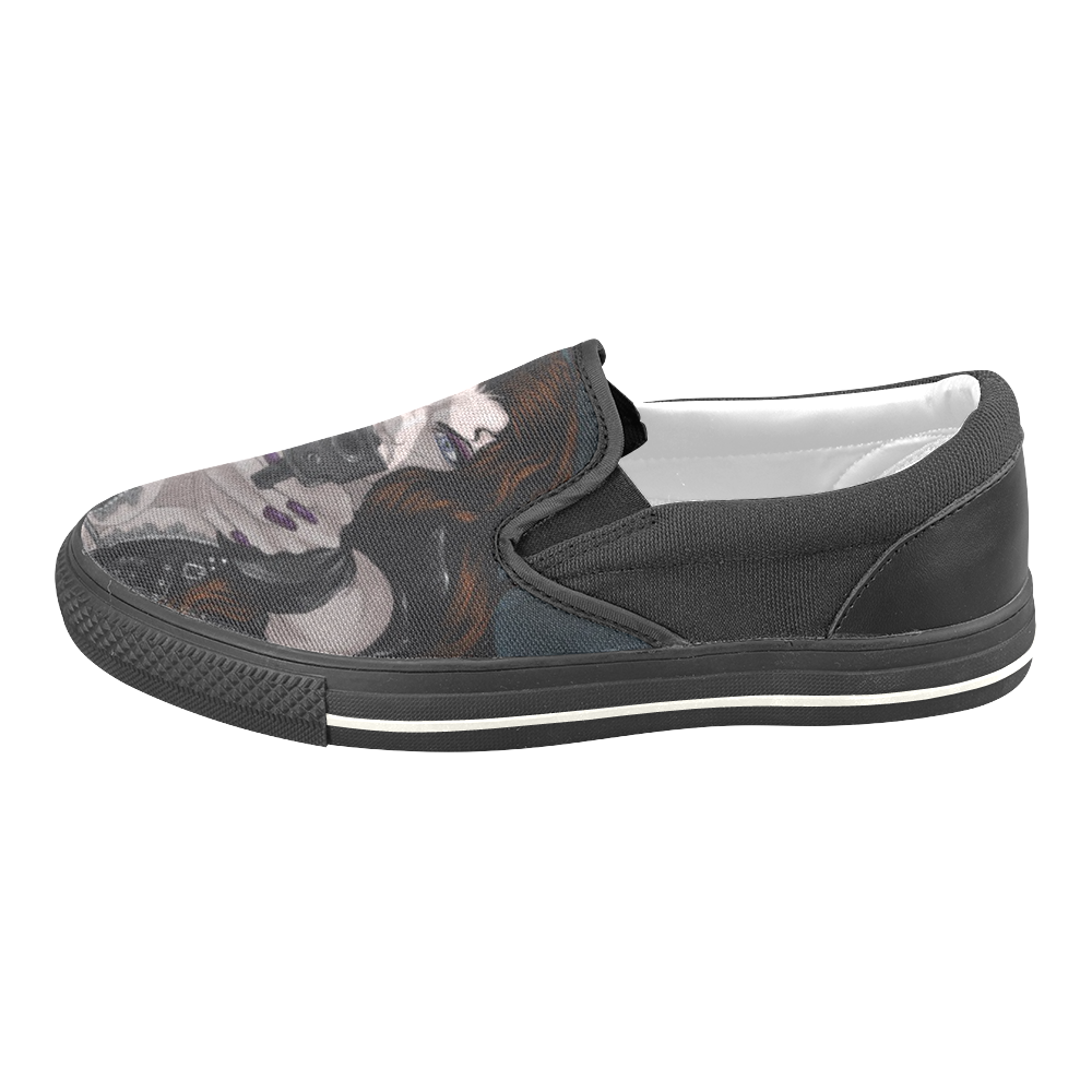 Black Dog and Rebel Rose Women's Unusual Slip-on Canvas Shoes (Model 019)