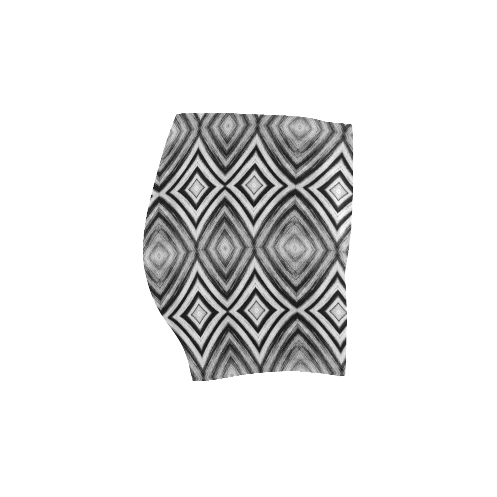 black and white diamond pattern Briseis Skinny Shorts (Model L04)
