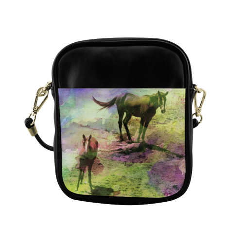 watercolor horses by Martina Webster Sling Bag (Model 1627)