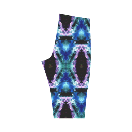 Blue, Light Blue, Metallic Diamond Pattern Hestia Cropped Leggings (Model L03)