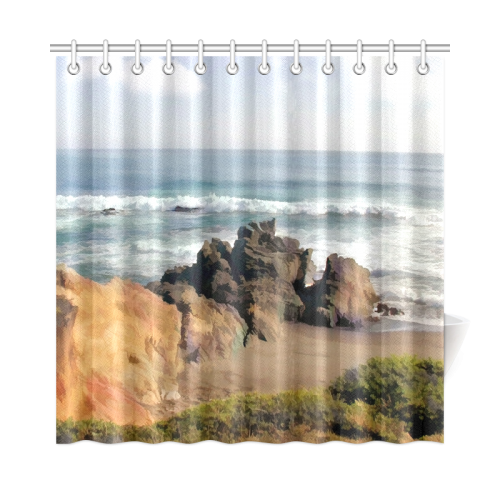 Golden Boulders at Entry to Cambria Beach Shower Curtain 72"x72"
