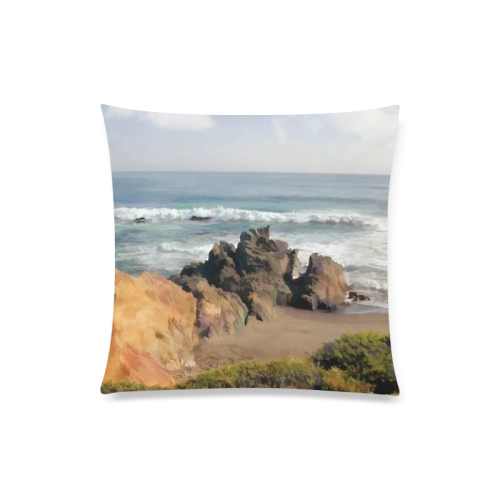 Golden Boulders at Entry to Cambria Beach Custom Zippered Pillow Case 20"x20"(Twin Sides)