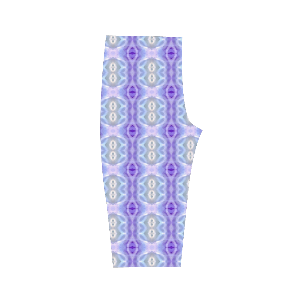 Light Blue Purple White Girly Pattern Hestia Cropped Leggings (Model L03)
