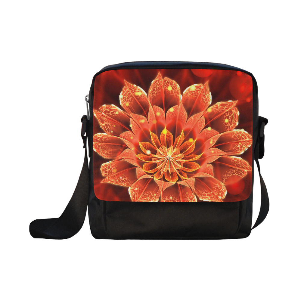 Crossbody Bag - Red Dahlia Fractal Flower with Beautiful Bokeh Crossbody Nylon Bags (Model 1633)