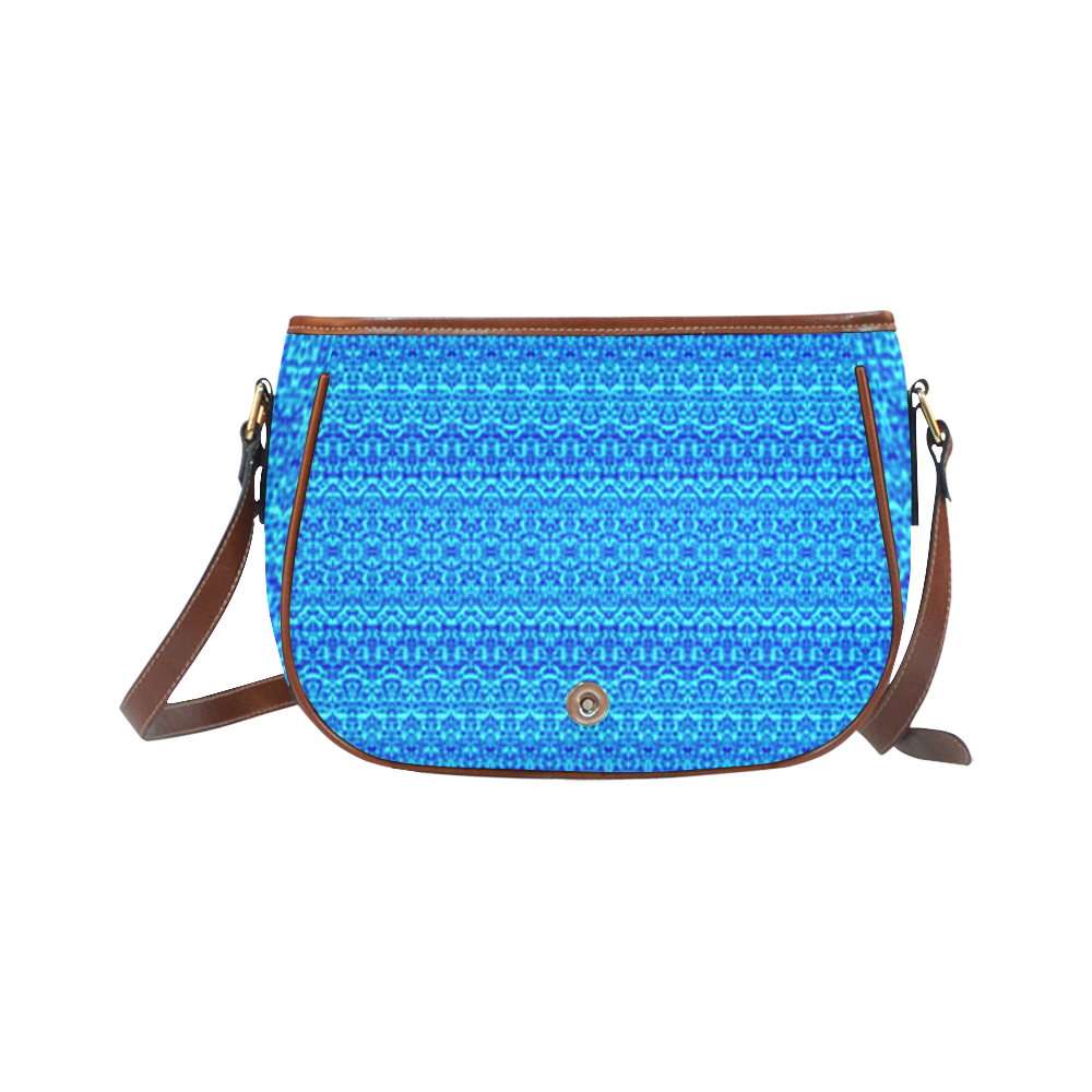 Abstract Blue Damask Saddle Bag/Small (Model 1649) Full Customization