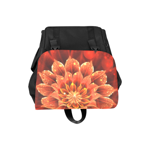 Casual Black Backpack - Red Dahlia Fractal Flower with Beautiful Bokeh Casual Shoulders Backpack (Model 1623)