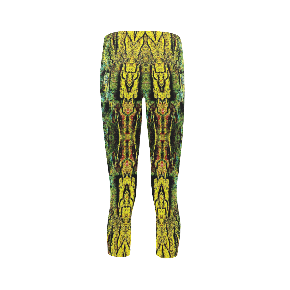 Abstract, Yellow Green, Purple, Capri Legging (Model L02)