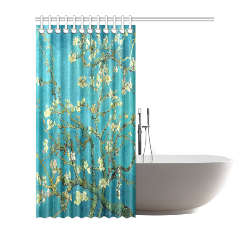 Vincent Van Gogh Blossoming Almond Tree Floral Art Shower Curtain 72"x72"