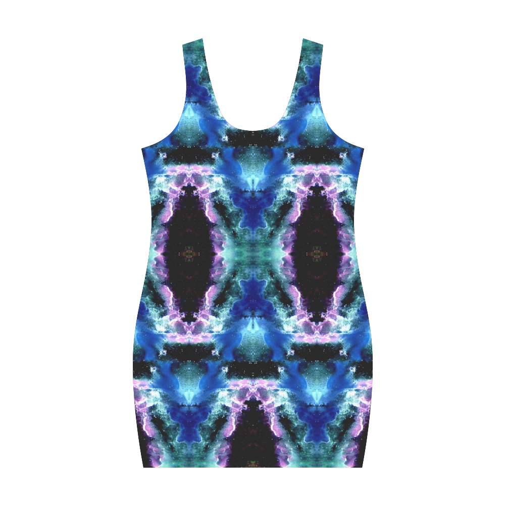Blue, Light Blue, Metallic Diamond Pattern Medea Vest Dress (Model D06)