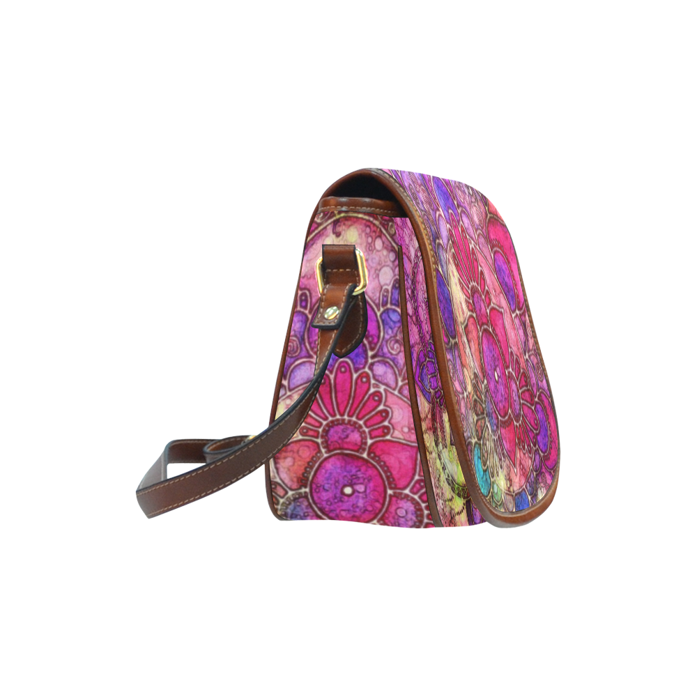 Royal Magenta Mandala Saddle Bag/Small (Model 1649) Full Customization