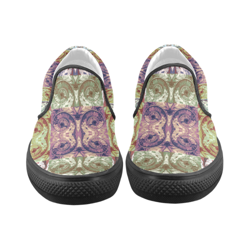 Snails Spirals Mosaic Grunge Pattern Women's Unusual Slip-on Canvas Shoes (Model 019)