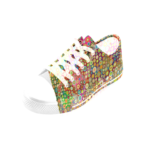 Multicolored RETRO POLKA DOTS pattern Women's Classic Canvas Shoes (Model 018)
