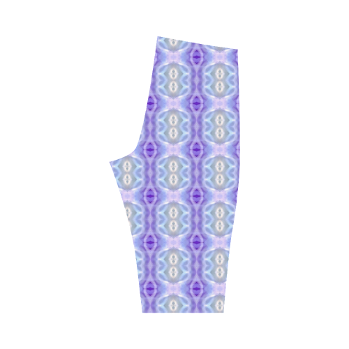 Light Blue Purple White Girly Pattern Hestia Cropped Leggings (Model L03)