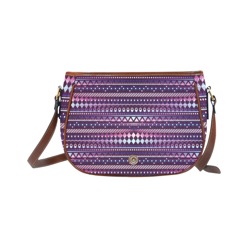 Trippy Tribal Pattern Saddle Bag/Small (Model 1649) Full Customization