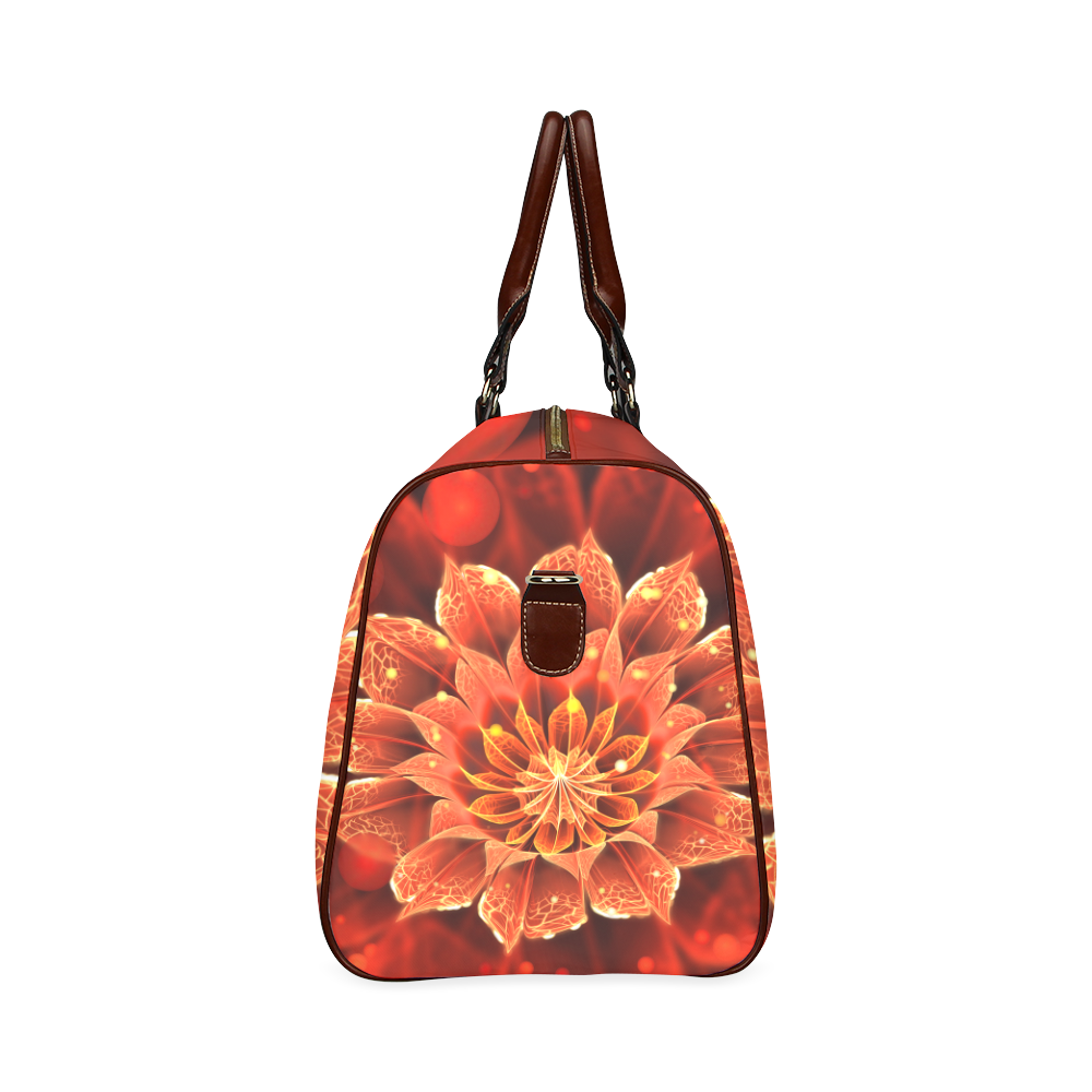Sm Waterproof Travel Bag - Red Dahlia Fractal Flower with Beautiful Bokeh Waterproof Travel Bag/Small (Model 1639)