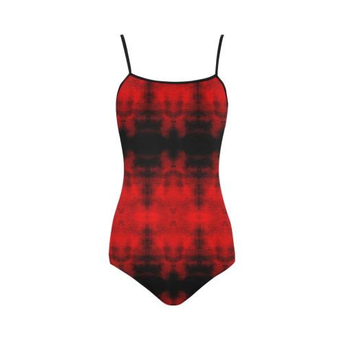Red Black Gothic Pattern Strap Swimsuit ( Model S05)