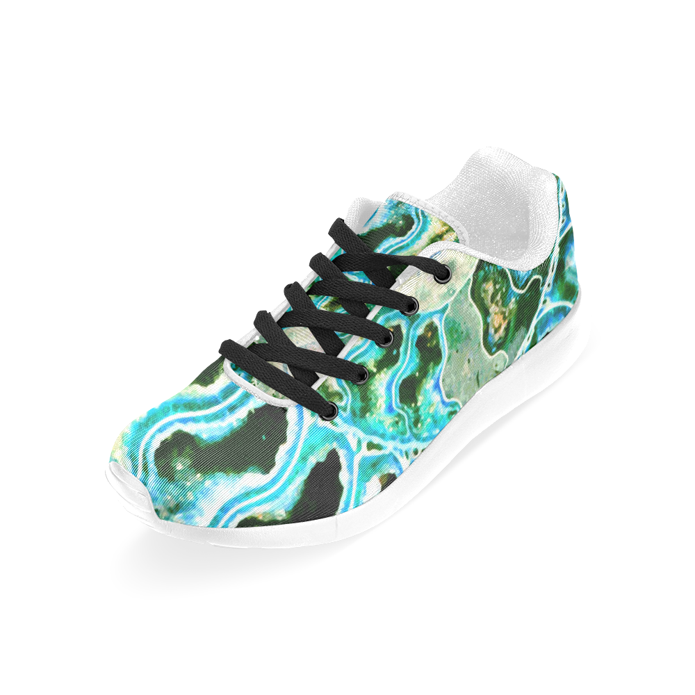 Blue Green Fossil Geode Women’s Running Shoes (Model 020)