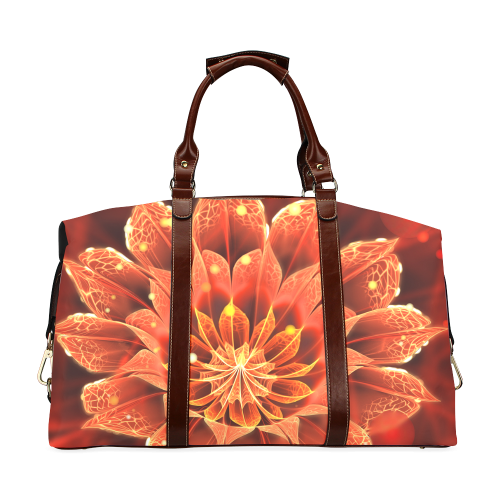 Classic Travel Bag - Red Dahlia Fractal Flower with Beautiful Bokeh Classic Travel Bag (Model 1643)