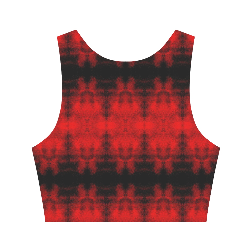 Red Black Gothic Pattern Women's Crop Top (Model T42)