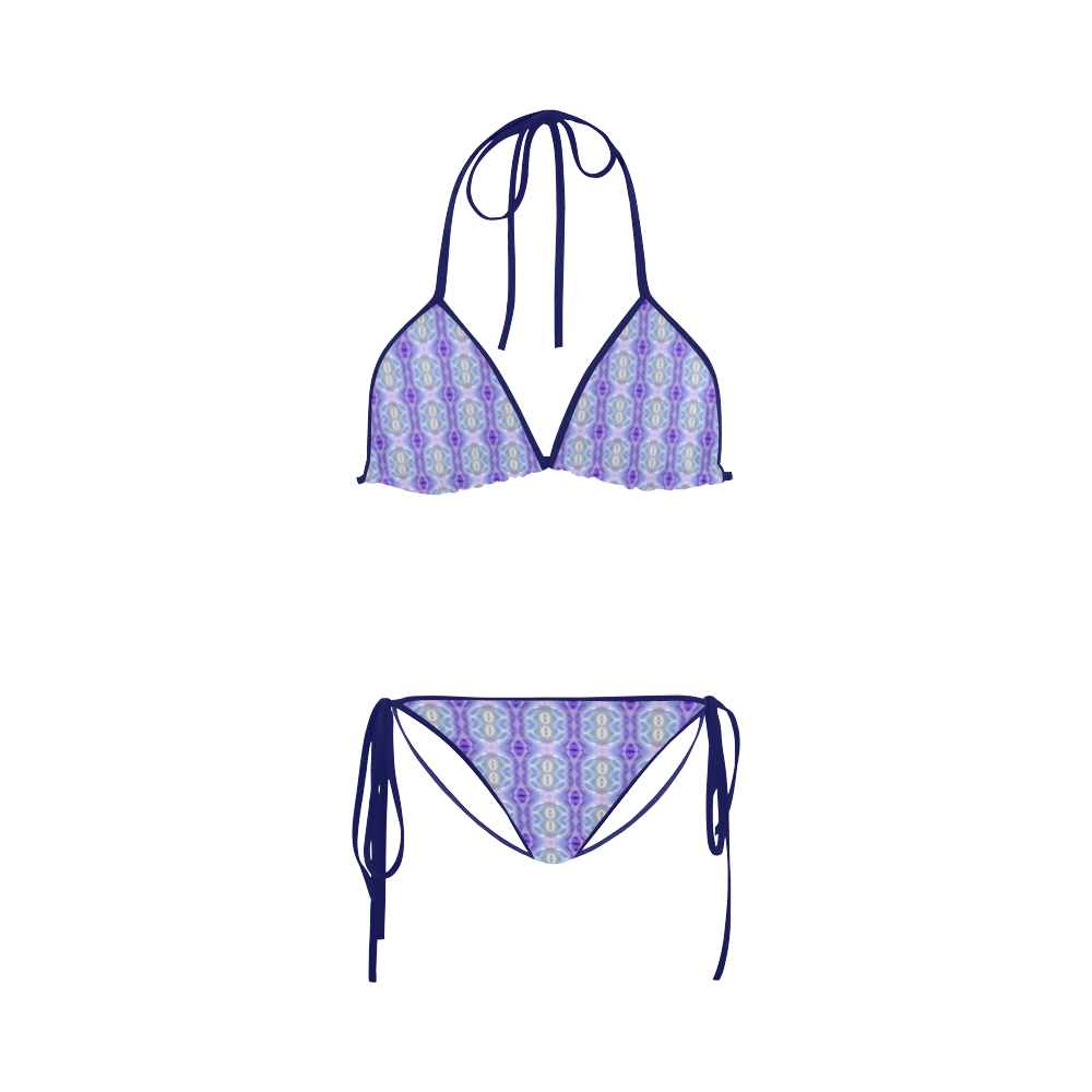Light Blue Purple White Girly Pattern Custom Bikini Swimsuit