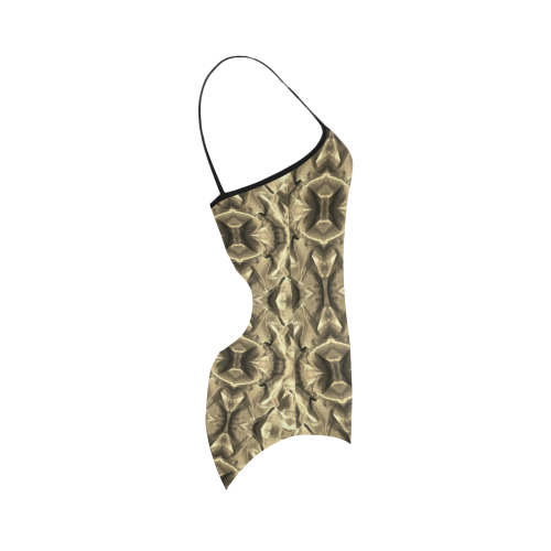 Gold Fabric Pattern Design Strap Swimsuit ( Model S05)