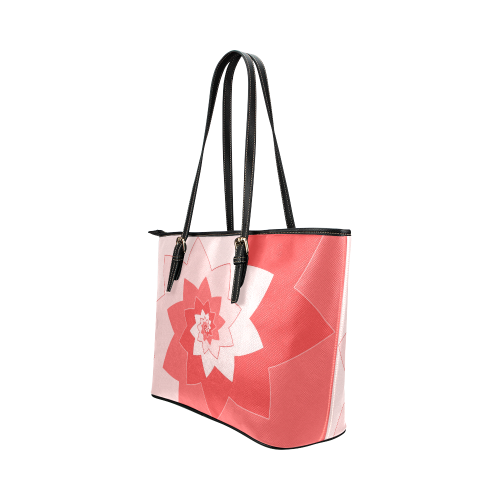 Flower Blossom Spiral Design  Rose Pink Leather Tote Bag/Large (Model 1651)