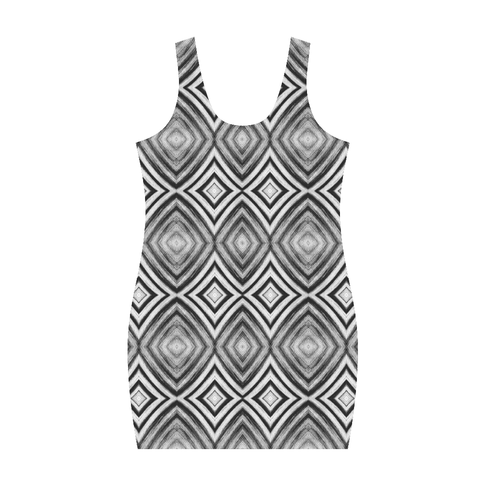 black and white diamond pattern Medea Vest Dress (Model D06)