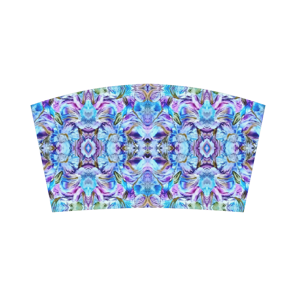 Elegant Turquoise Blue Flower Pattern Bandeau Top