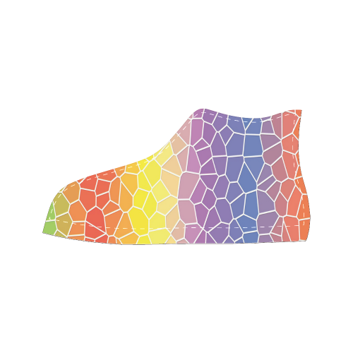 Mosaic Rainbow Men’s Classic High Top Canvas Shoes /Large Size (Model 017)