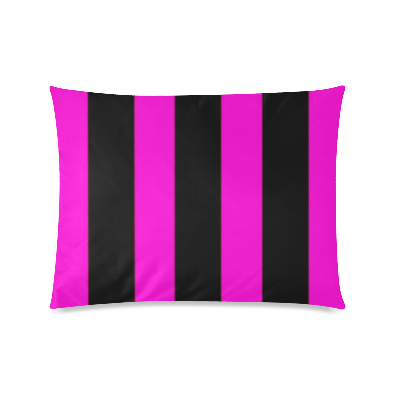 Pink Black Stripes Custom Picture Pillow Case 20"x26" (one side)