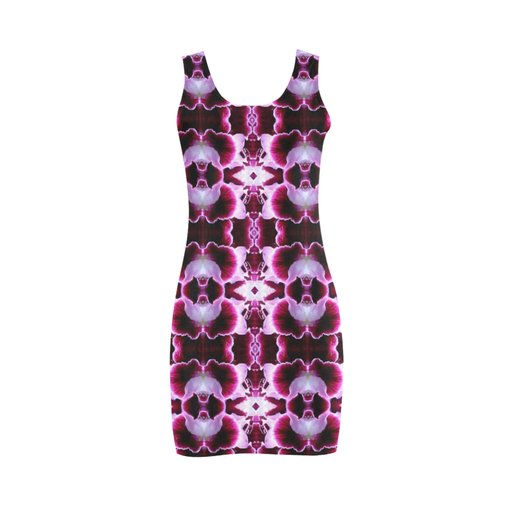 Purple White Flower Abstract Pattern Medea Vest Dress (Model D06)