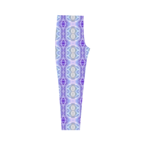 Light Blue Purple White Girly Pattern Capri Legging (Model L02)
