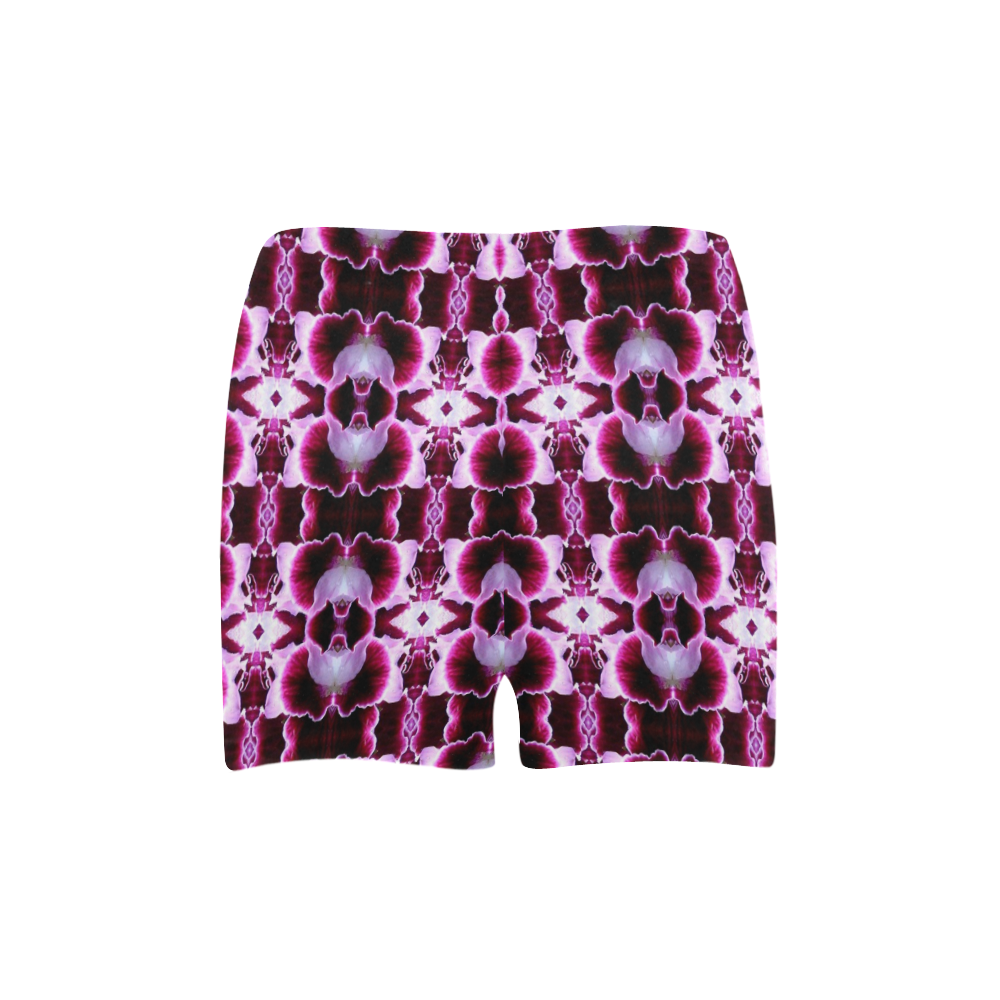 Purple White Flower Abstract Pattern Briseis Skinny Shorts (Model L04)